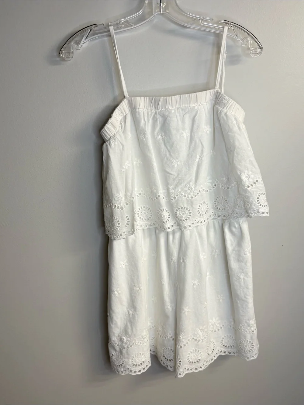 Womens White Eyelet Sleeveless Romper